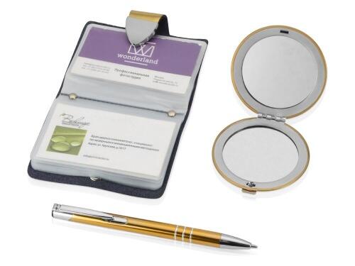 Набор Чувства: шариковая ручка, зеркало, визитница, золотистый (Р) 673215p