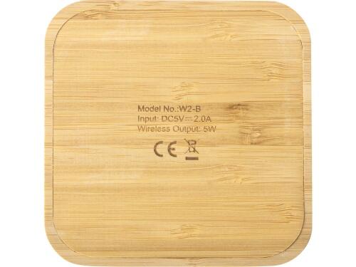 USB-хаб с беспроводной зарядкой из бамбука Plato, 5 Вт 591075