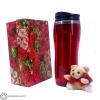 Фото Набор: красный термостакан и мишка-брелок в подарочной коробке 88-112